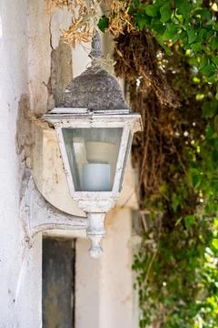 Rustic white wall lantern Stock Photos