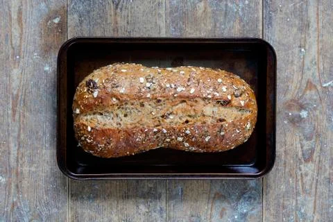 Rustic whole grain bread loaf Stock Photos