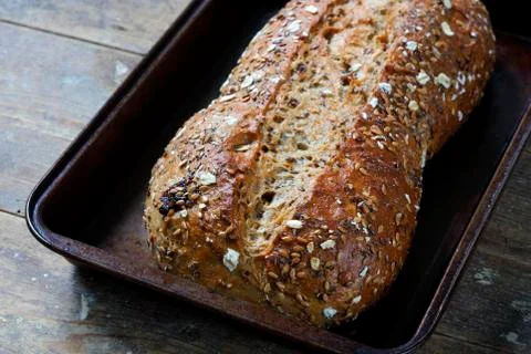Rustic whole grain bread loaf Stock Photos