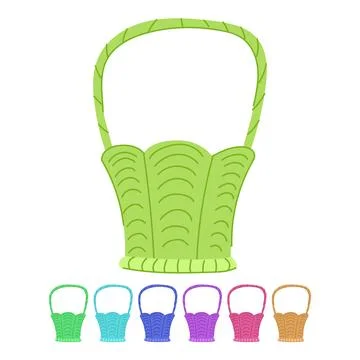 Rustic wicker basket vector cartoon graphic Stock Illustration
