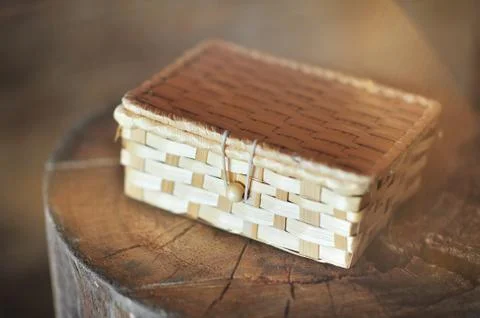 Rustic wicker box handmade Foto stock