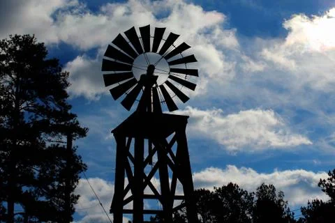 Rustic Wind Mill Stockfoto's