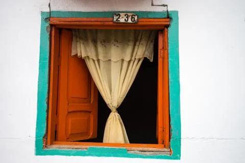 Rustic window closeup in Colombia Stock Photos