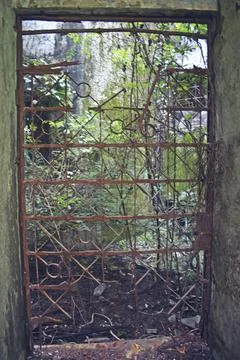 Rustic window framework in old abandoned building Stock Photos