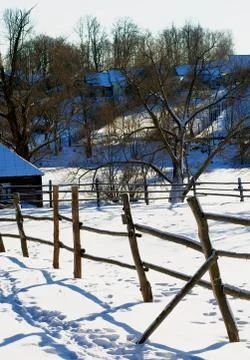 Rustic Winter Landscape Stock Photos