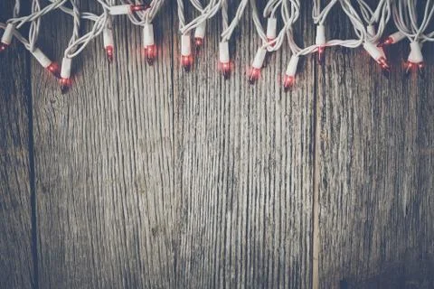 Rustic Wood Background with Red Lights Foto stock