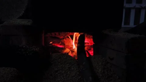 Rustic Wood Fire Burning at Night Stock Footage 334907672