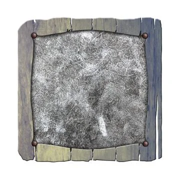Rustic wood frame on rusty metal plate. Stock Illustration
