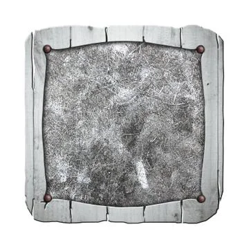 Rustic wood frame on rusty metal plate. Stock Illustration