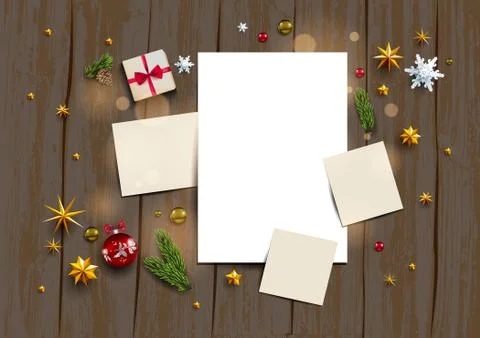 Rustic wood holiday template Stock Illustration