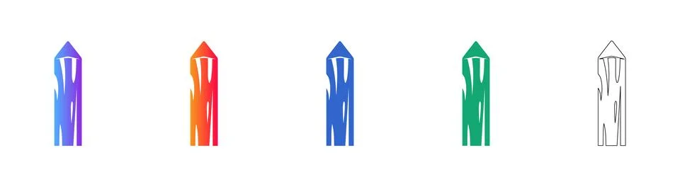 Rustic Wood Stake Icon Set in Gradient Colors Illustrazione stock
