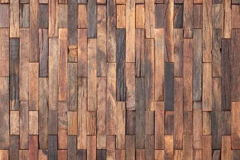 Rustic wood texture wall panels, plank mosaic as background Photos