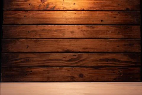 Rustic wooden background, yellow backlight Foto stock