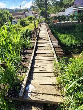Rustic wooden bridge path Fotos de archivo