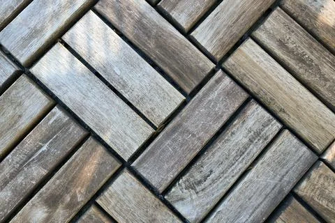 Rustic Wooden Deck Tiles - Elegant Geometric Pattern Flooring Design Stock Photos
