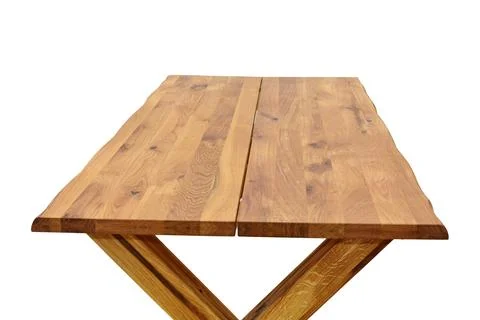 Rustic wooden dining table isolated on white Stock Photos