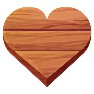 Rustic wooden heart shape plank with wood texture isolated on white background Stock Illustration