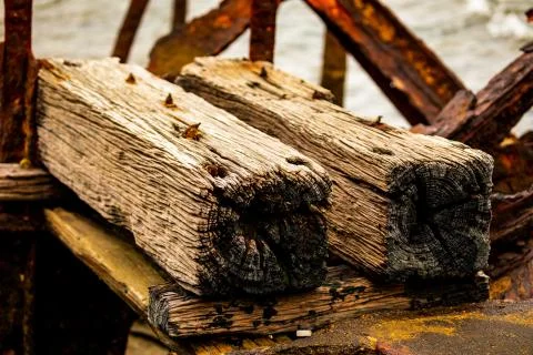 Rustic Wooden Posts and Rusty Metal Stock Photos