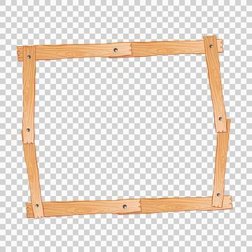 Rustic wooden square frame made of planks with nails isolated on white back.. Stock-Illustration