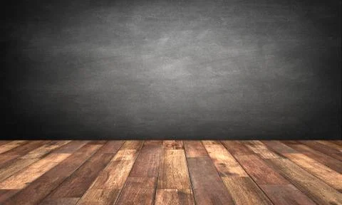 Rustic wooden table with grey background Stock Illustration