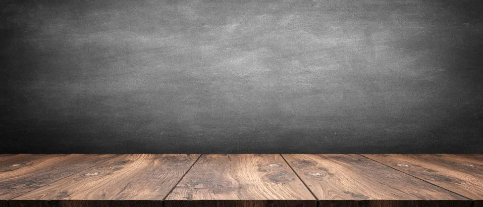 Rustic wooden table with grey background Stock Illustration