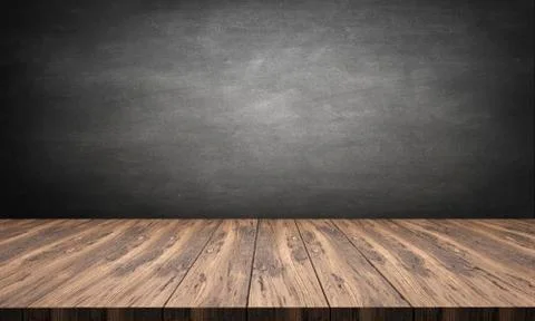 Rustic wooden table with grey background Stock Illustration