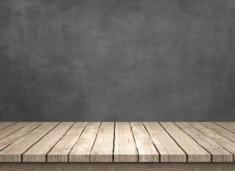 Rustic wooden table with grey background Stock Illustration