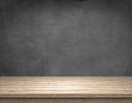 Rustic wooden table with grey background Stock Illustration