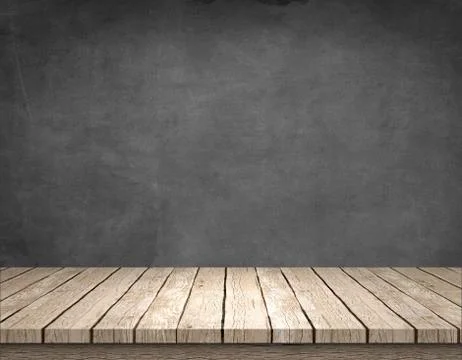 Rustic wooden table with grey background Stock Illustration
