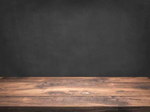 Rustic wooden table with grey background Stock Illustration