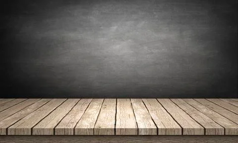 Rustic wooden table with grey background Stock Illustration