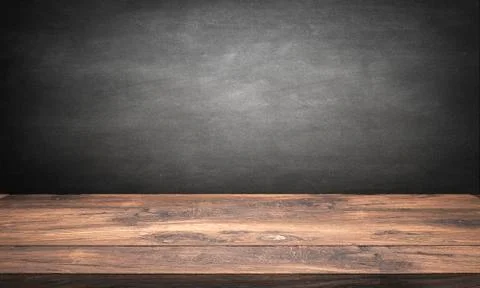 Rustic wooden table with grey background Stock Illustration