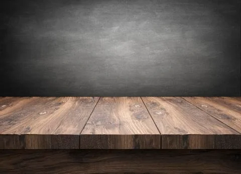 Rustic wooden table with grey background Stock Illustration