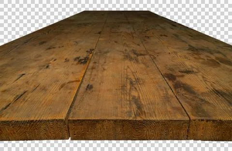 Rustic Wooden Table Surface Isolated on Transparent Background 库存照片