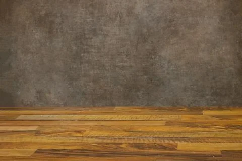 Rustic Wooden Table With Textured Concrete Wall Background for Product Display a Stock Photos