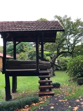 Rustic wooden tree house Stock Photos