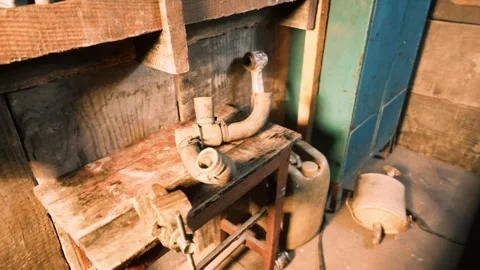 Rustic Workshop Details Reveal Tools and Elements of Craftsmanship Stock Footage 348160449
