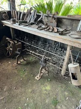 Rustic Workshop with Vintage Tools Stock Photos