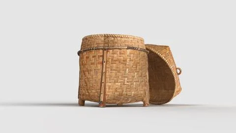Rustic woven bamboo basket Stock Illustration