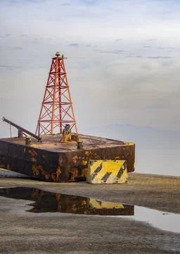 Rusting navigation structure at Montevideo port Stock Photos