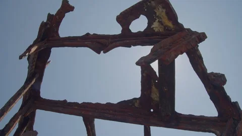 Rusting remains of a shipwreck Stock Footage 262794217