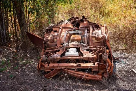 Rusting Wreck Of An Abandoned Car Stock Photos