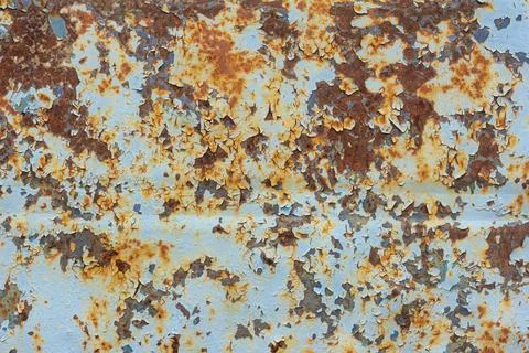 Rust.Old rusty metal background.An old blue metal wall with spots and streaks Foto stock