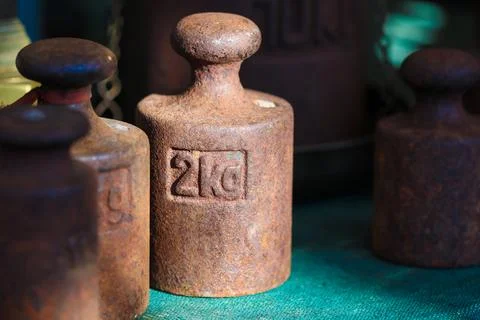 Rusty 2 kilogram weight Stock Photos