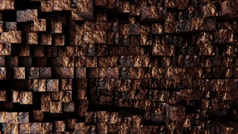 Rusty aged weathered metal rectangular poles pattern looping 3D animation Video stock 203933061