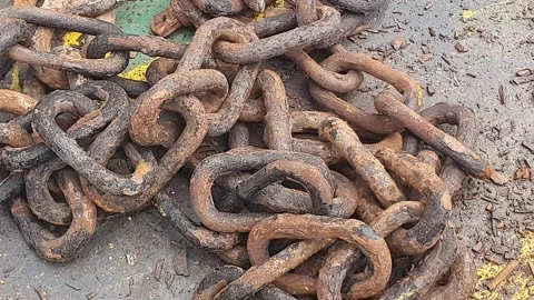 Rusty anchor chain in Indonesia Stock Footage 339979290