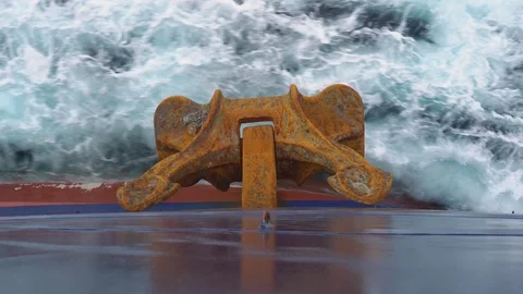 Rusty anchor of a merchant ship sailing on the high seas Stock Footage 116667156