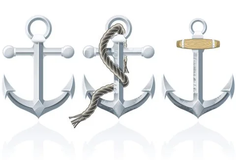 Rusty anchors with rope Stock Illustration