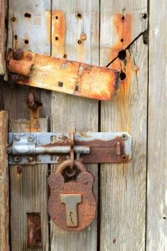 Rusty ancient door lock Stock Photos