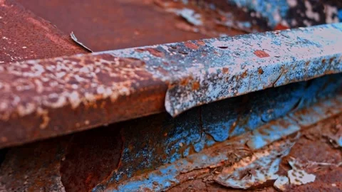 Rusty and old iron object. Old and broken paint. 4k video Stock Footage 160683279